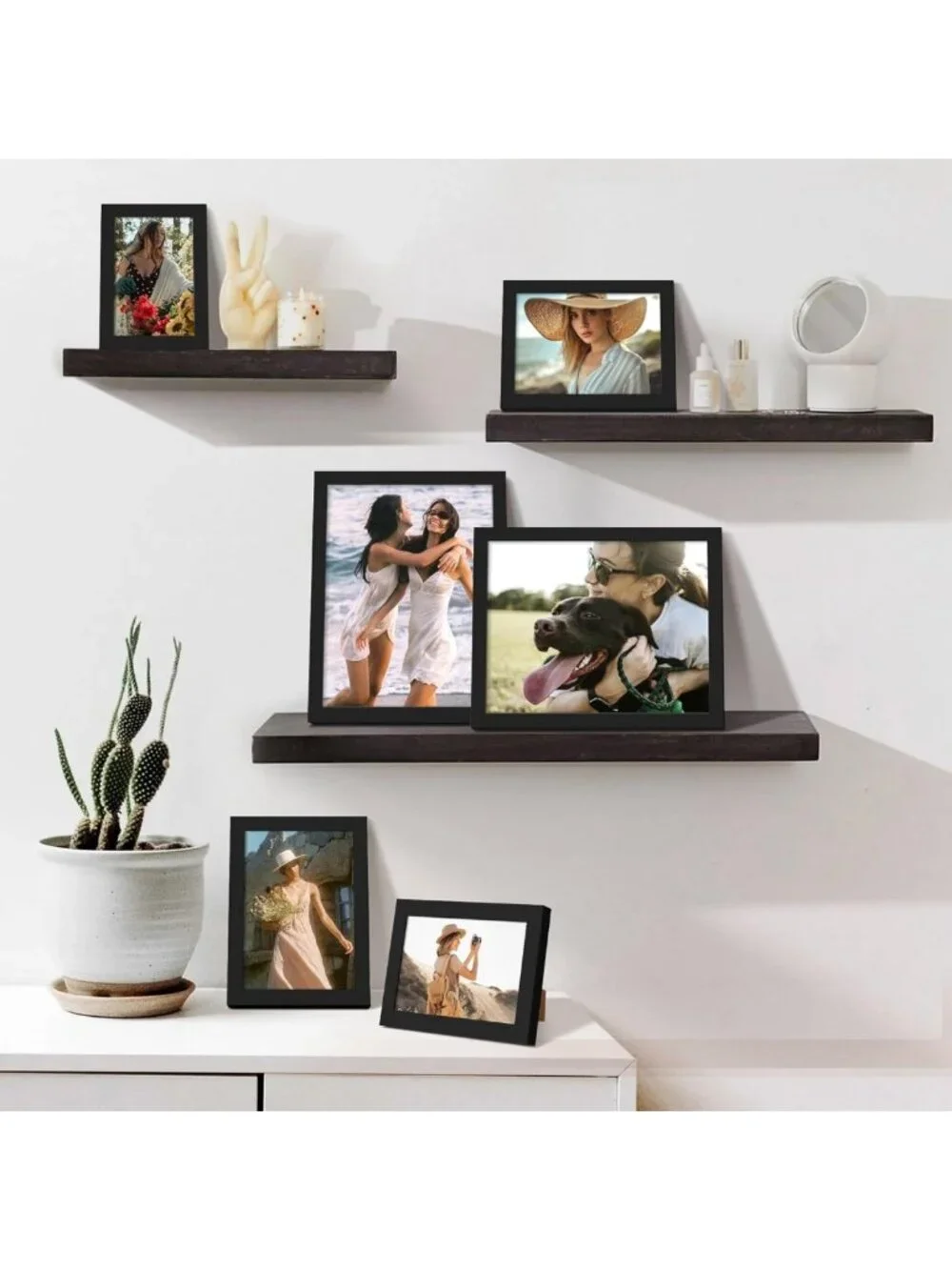 Set of 10 Black Picture Frames - 8x10, 5x7, 4x6 Sizes for Home Decor